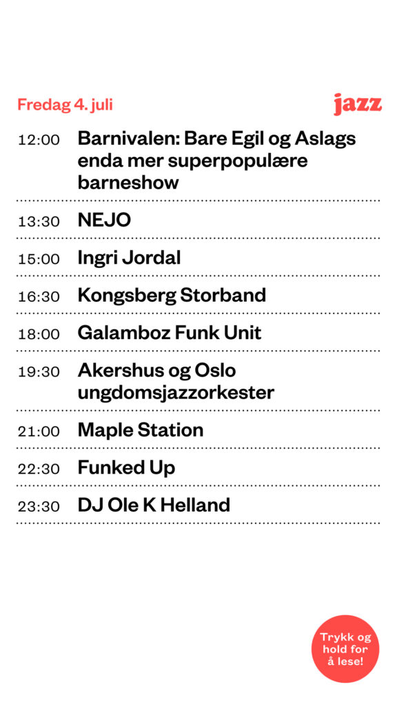 Bilde av programmet Festivalgata fredag 4.juli