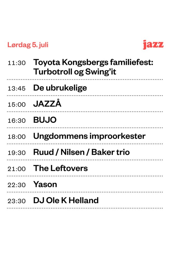 Bilde av programmet i Festivalgata lørdag 5.juli