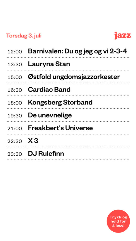 Bilde av programmet Festivalgata tors 3.juli