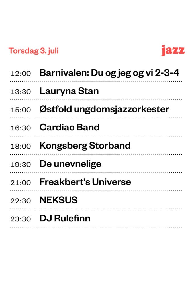 Bilde av programmet festivalgata torsdag 3. juli