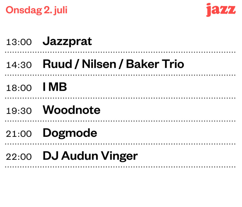 Bilde av programmet for Jazzboksen onsdag 2. juli