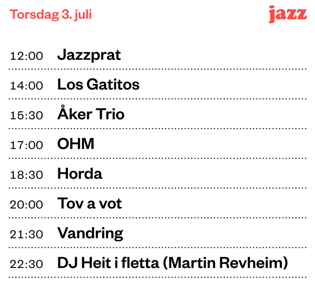 Bilde av programmet for Jazzboksen torsdag 3. juli