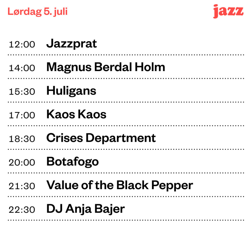 Bilde av programmet for Jazzboksen lørdag 5. juli