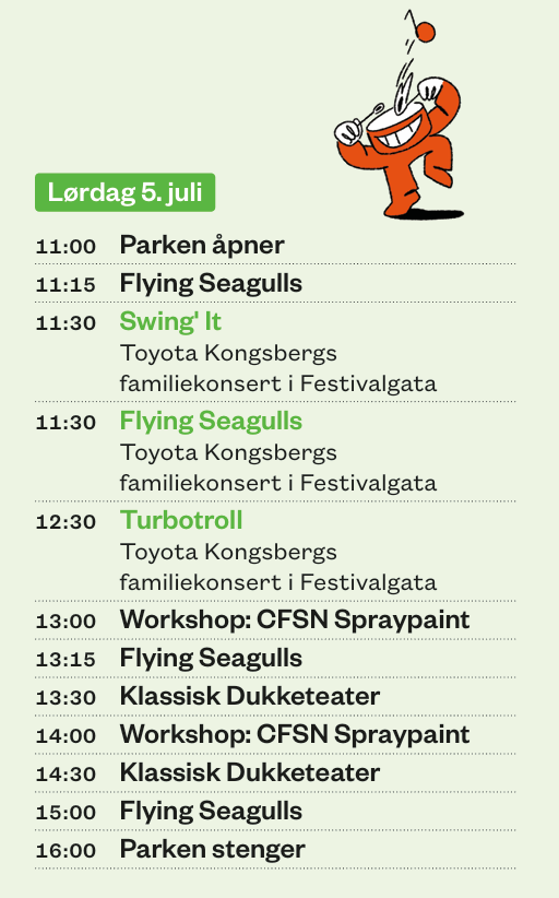 Bilde av programmet for Barnivalen lørdag 5. juli
