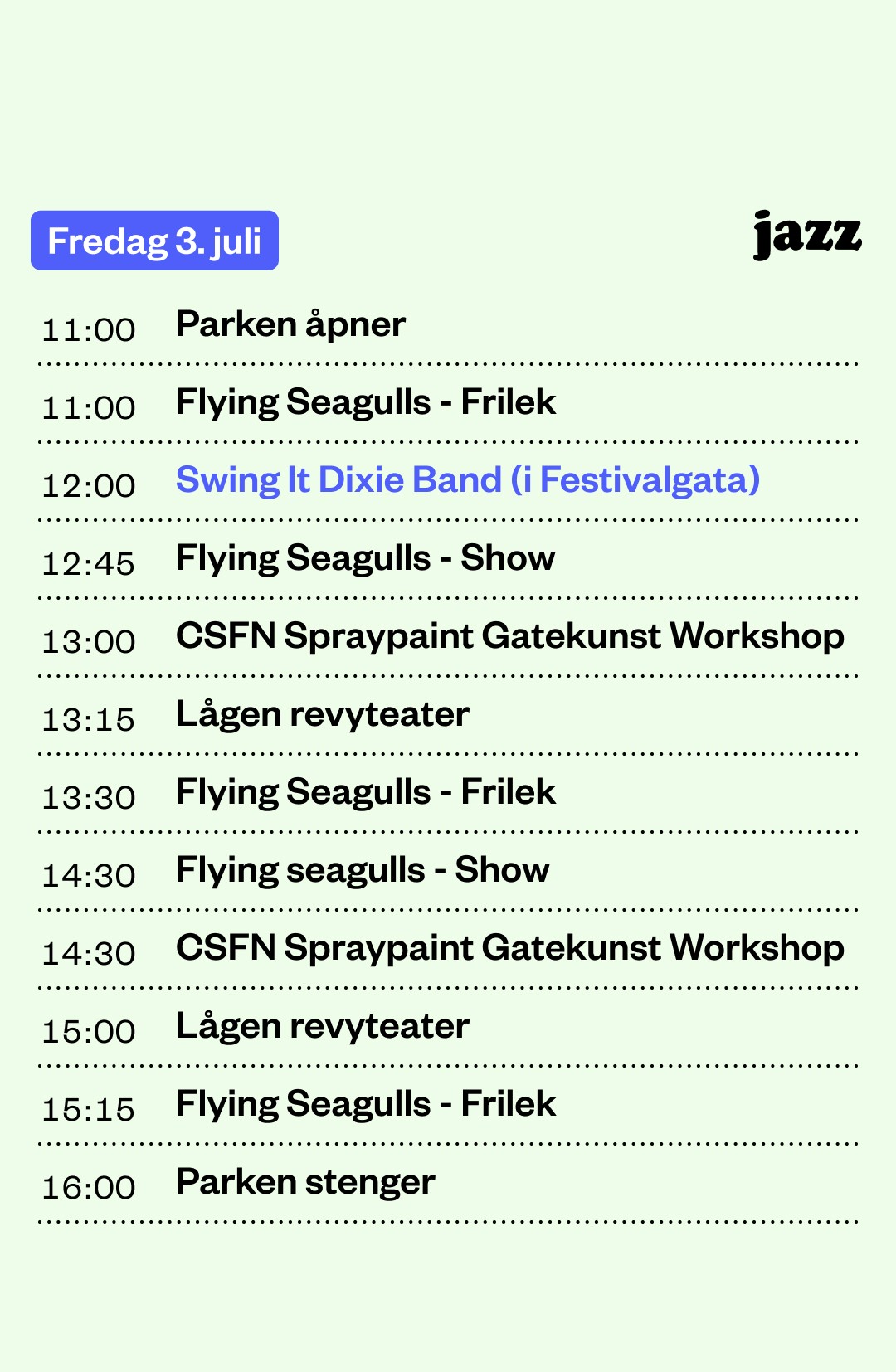 Bilde av programmet for Barnivalen fredag 3. juli 2026